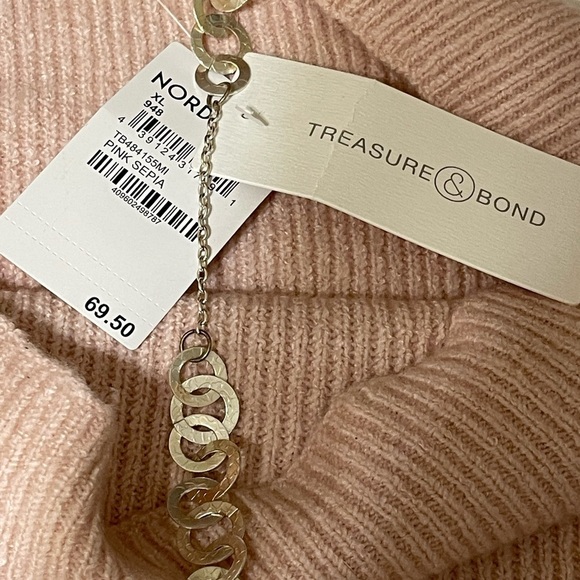 💥SALE💥TREASURE & BOND PINK SEPIA OFF THE SHOULDER SWEATER SZ XL NWTS - Picture 8 of 12